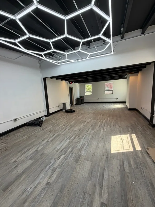 Statement lighting over the open floor